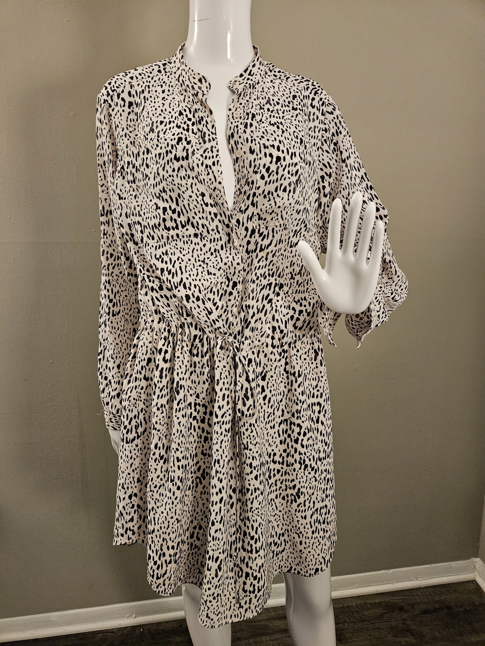 Rebecca Taylor Animal Print Mini Dress Beige & Black Size 6